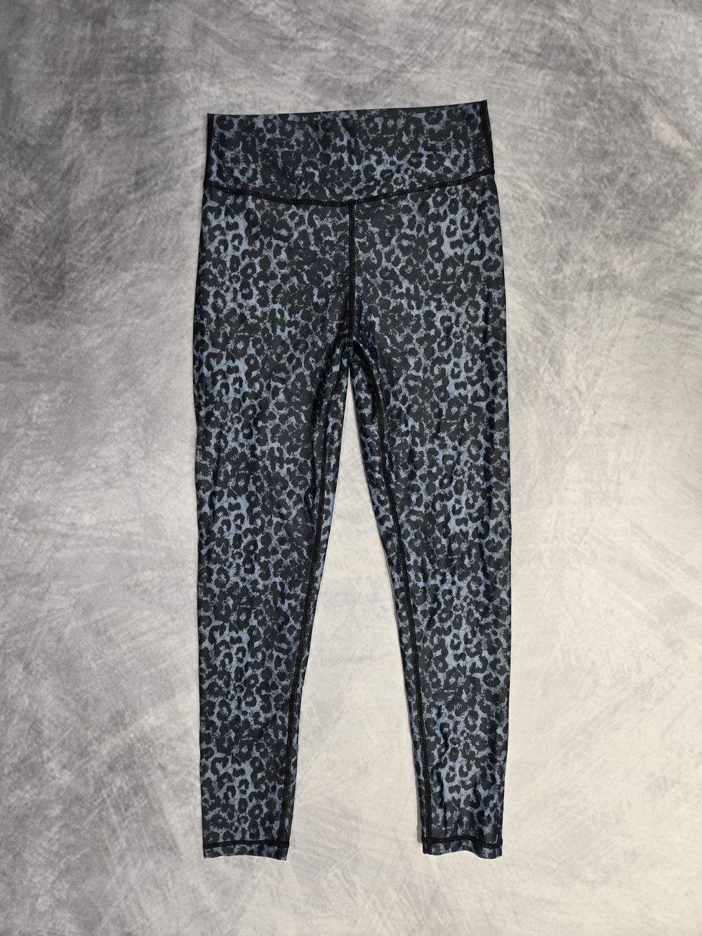 ZYIA Active Charcoal and Light Blue Leopard-Print Leggings